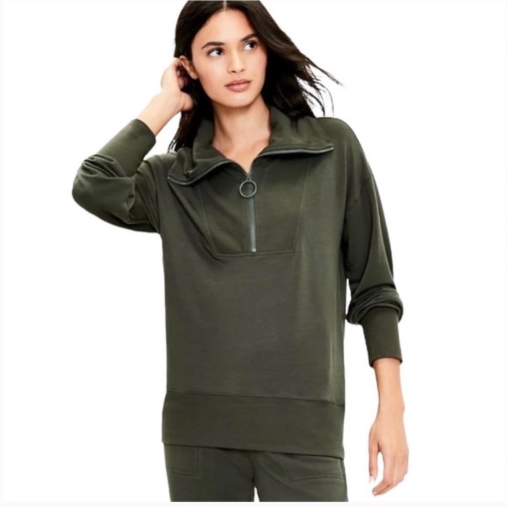 Lou & Grey Olive Green Women's Half-Zip Pullover